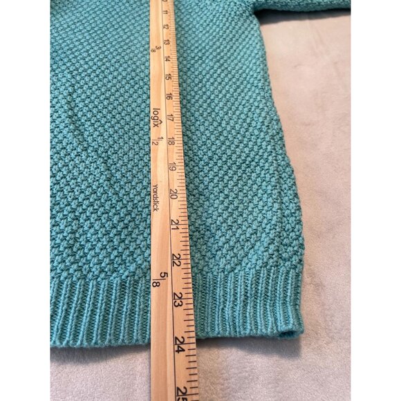 Boden Womens Teal Texture Knit Cardigan Fabric Covered Buttons Y2K M Cottagecore - Picture 4 of 10